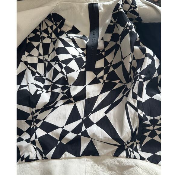 Gareth Pugh Runway Leather Jacket White Black Asymmetrical Zipper IT 38 - Picture 9 of 16